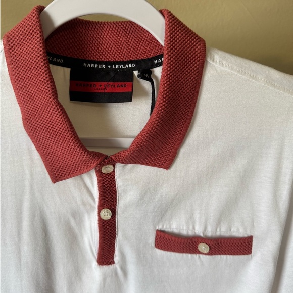 White and Red Polo Shirt with Modern Fit Size M - Picture 3 of 10
